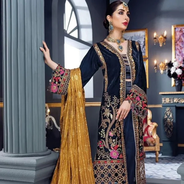 Pakistani Embroidered Velvet Winter Wear Salwar Suit – Wholesale Luxury for the Season