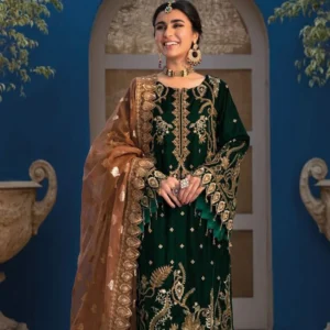 Pakistani Embroidered Velvet Winter Wear Salwar Suit – Wholesale Luxury for the Season