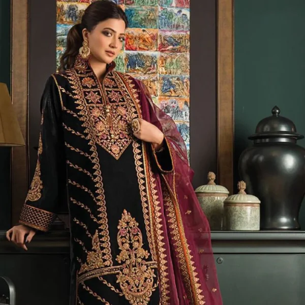 Pakistani Embroidered Velvet Winter Wear Salwar Suit – Wholesale Luxury for the Season