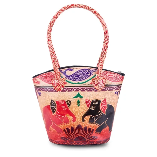Handcrafted Shantiniketan Leather Handled Ethnic Printed Shopping Bag: Perfect Blend of Art and Utility - Image 4