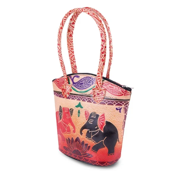 Handcrafted Shantiniketan Leather Handled Ethnic Printed Shopping Bag: Perfect Blend of Art and Utility - Image 7