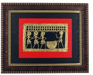 Handcrafted Dhokra Art Frame: Capturing the Essence of Tribal Celebration