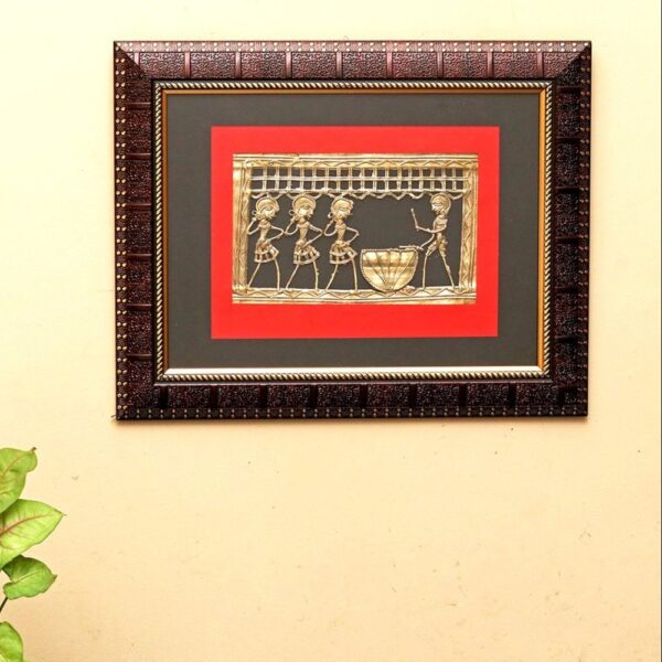 Handcrafted Dhokra Art Frame: Capturing the Essence of Tribal Celebration - Image 2