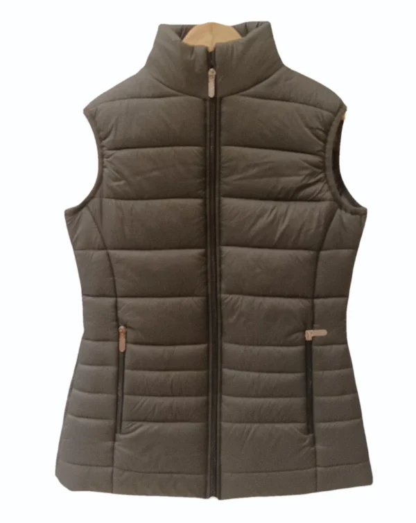 Ladies Brown TPU Fabric Sleeveless Winter Jacket – Lightweight, Durable & Stylish