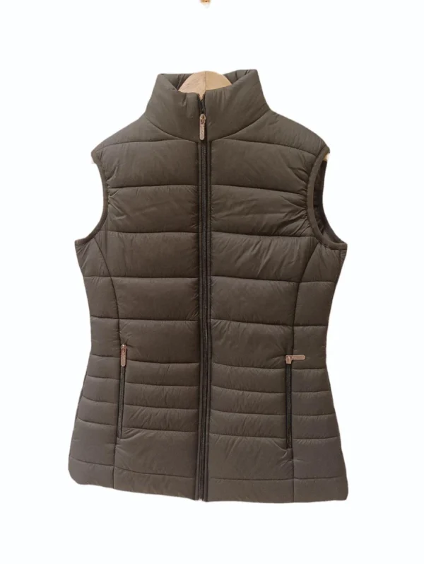 Ladies Brown TPU Fabric Sleeveless Winter Jacket – Lightweight, Durable & Stylish - Image 3