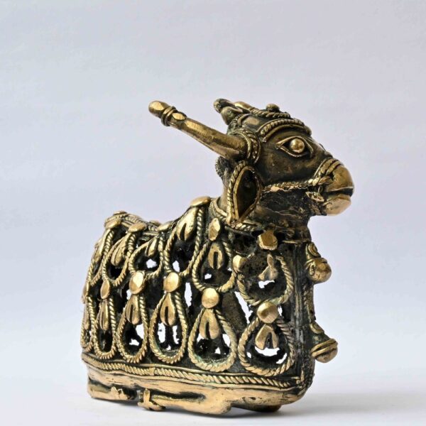 Bell Metal Brass Dhokra Jali Nandi Statue: A Symbol of Strength and Devotion - Image 3